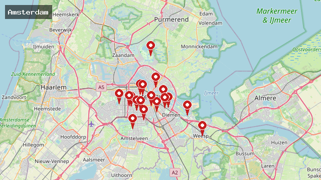 Kaart van Nederland met WRTC-locaties